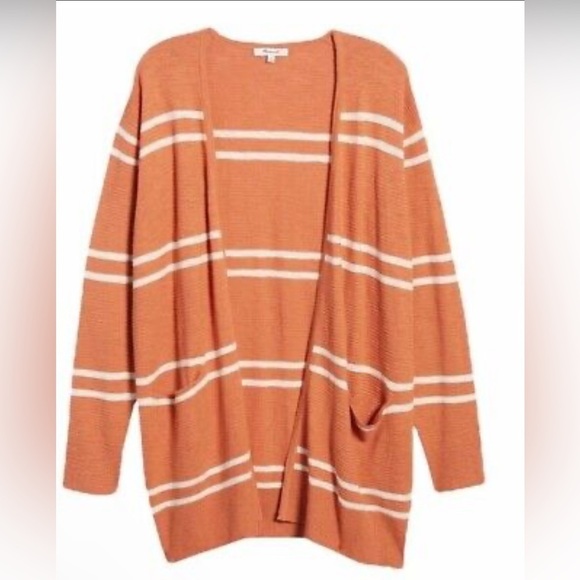 Madewell Sweaters - MADEWELL SZ XS Striped Orange Women’s Cardigan Sweater